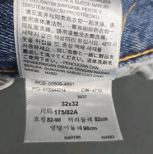 Pantalones de mezclilla Levi 505 para hombre 32x32 azul lavado medio calce regular pierna recta ropa de trabajo - Imagen 5 de 20
