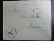 X4682 Umschlag FPNr. 32002 E vom 02.8.43 an  Wehrmeldeamt Saarlautern
