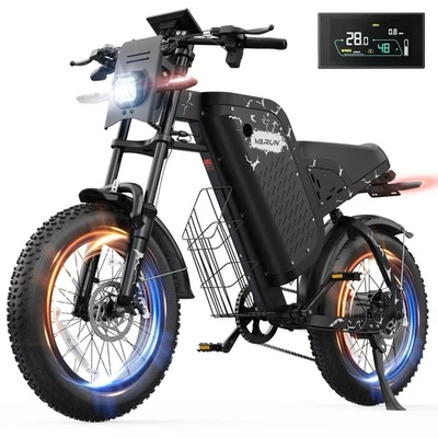 VARUN 20" Fat Tires 48V Electric Bike 1000W Peak Motor Ebike 28MPH E-Bicycle
