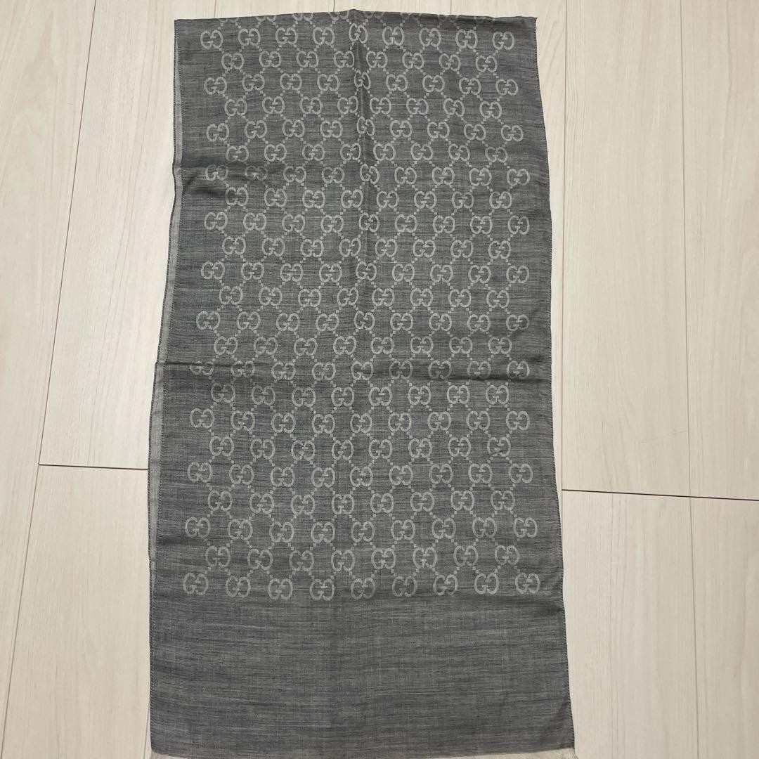 Gucci GG Logo Pattern Reversible Gray Cashmere Sc… - image 3