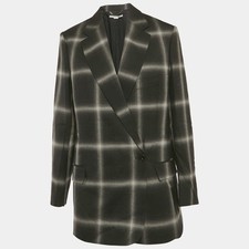 Stella McCartney Black Grey Checkered Rylee Oversize Blazer S