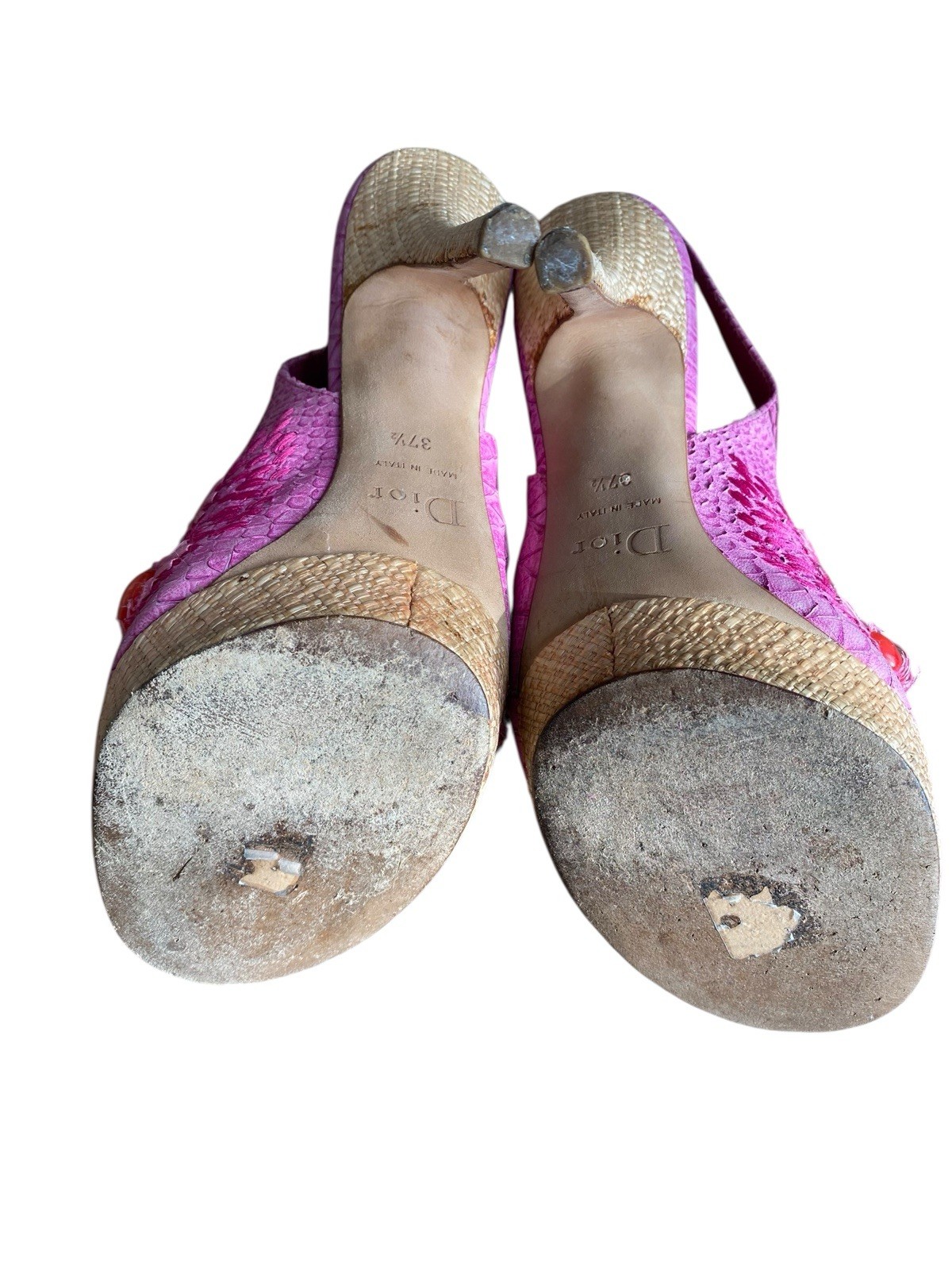 CHRISTIAN DIOR Pink Python Embossed Leather & Raf… - image 9