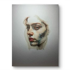 Original 8x10 Female Woman   Portrait  Watercolor Painting Sketch