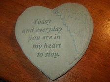 Concrete Stone Memorial Heart Remembrance of Loved Person or Pet Hand Poured