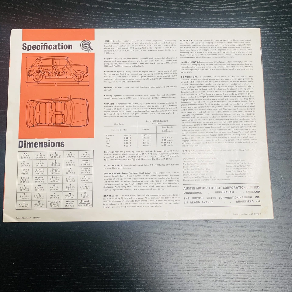 Austin Mini Cooper S 1966 folleto de ventas de carreras suspensión hidrolástica de colección Foto 2 de 4