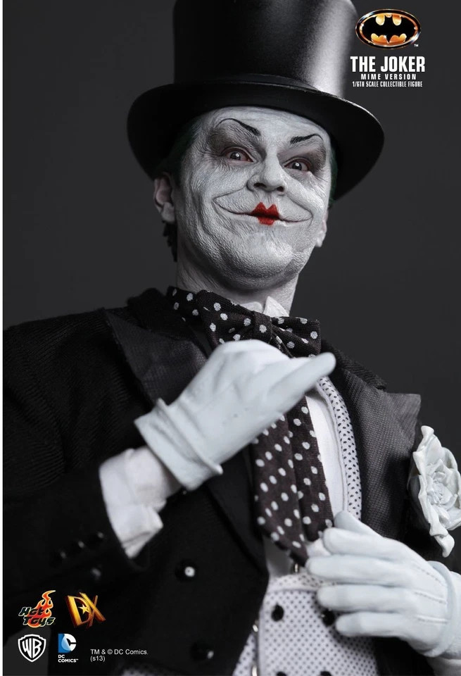 Joker Mime DX14 Hot Toys Jack Nicholson Batman 1989 scala 1/6 nuovo mai esposto - Immagine 2 di 4