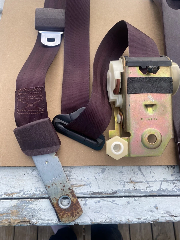 1978-1988 Oldsmobile Monte Carlo Regal Front Bucket Seat Belts Burgundy OEM - Image 4 of 4
