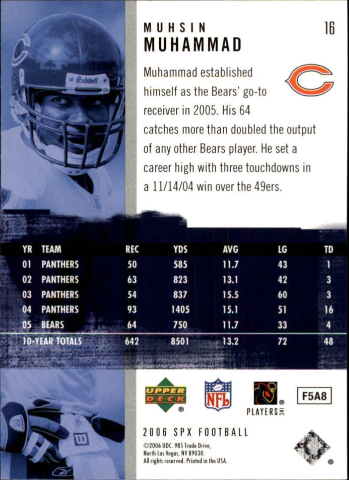 A2087- 2006 SPx #16 Muhsin Muhammad - NM-MT - Image 2 of 2