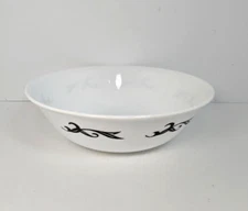 Corelle Lyrics Serving Vegetable Bowl 8.5” Round White Black Leaves Vtg Retired