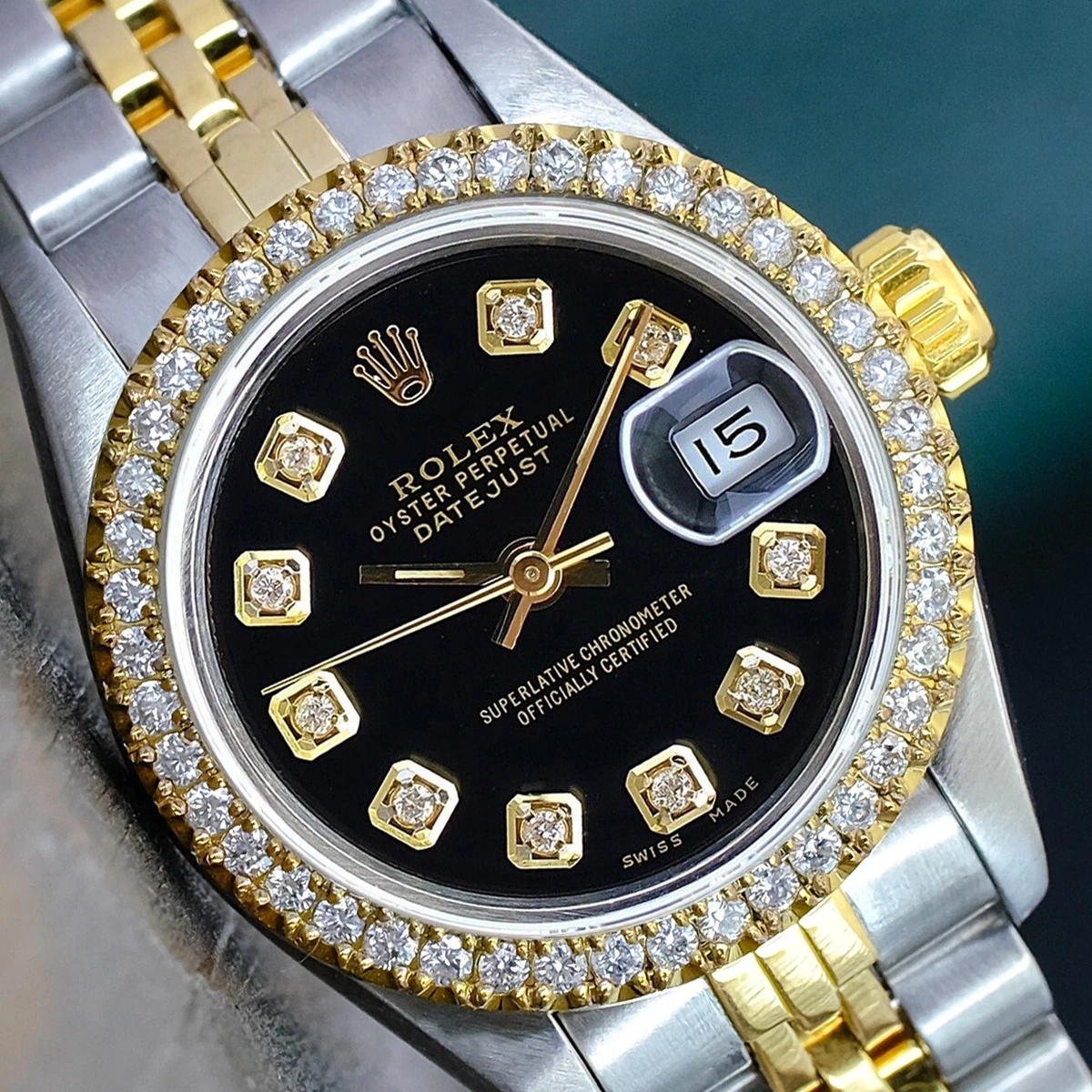 Rolex Oyster Perpetual Datejust Gold with Black Dialbeautiful