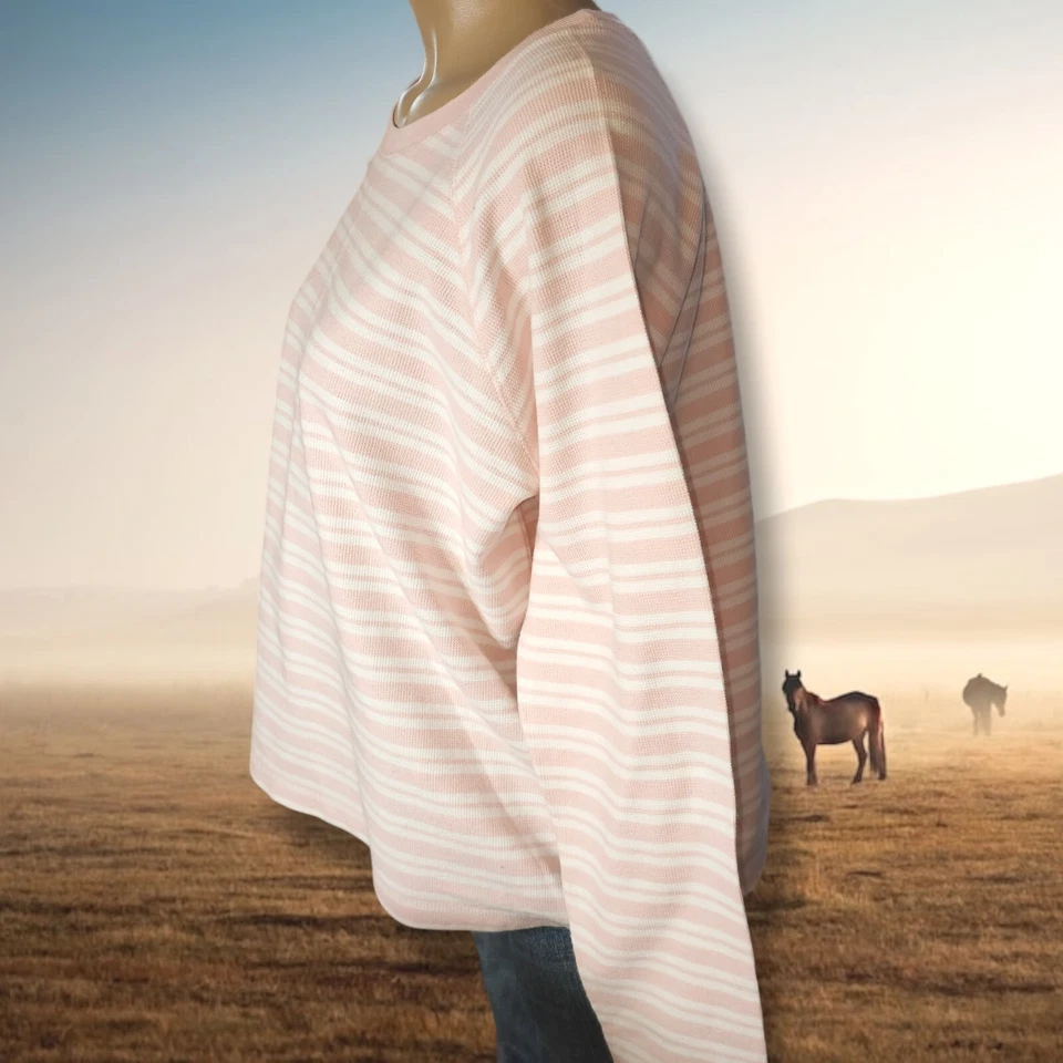 Suéter Crazy Horse De Colección Y2K Para Mujer Talla L Tejido Rayas Rosa Pastel Blanco WB5 Foto 3 de 4