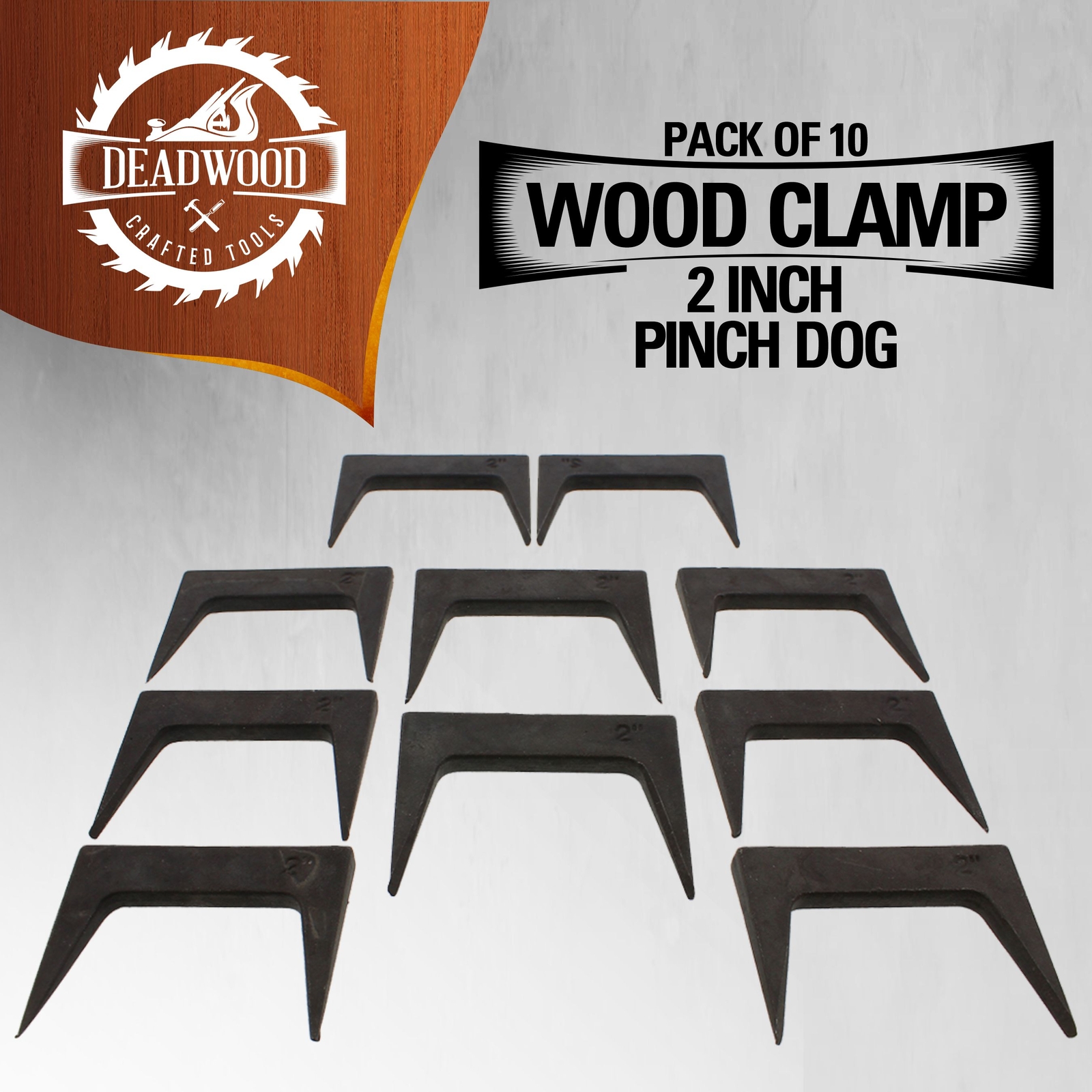 DCT Wood Clamps 2” Inch Pinch Dog 10Piece Set Woodworking Glue Up