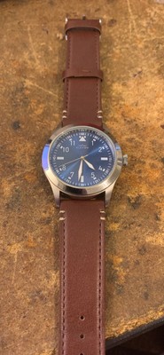 New Elevon Hanson Men's Watch Blue Face Brown Leather Strap Elevon model ELE1171