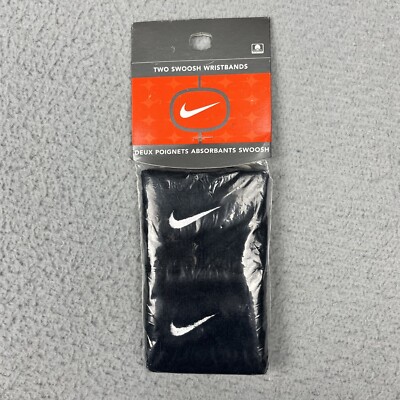 VINTAGE Sealed Nike Black White Swoosh Logo 2 Pack Sport Wristbands Taiwan 90s