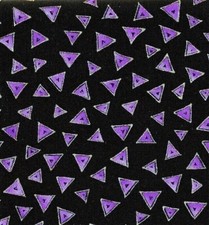 Laurel Burch Basic Triangle Black Gold Metallic Cotton Fabric by 1/2 Yard