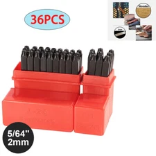 36pc 5/64" 2mm Number & Alphabet Letter Stamps Set, Hammer Hand Punch Metal