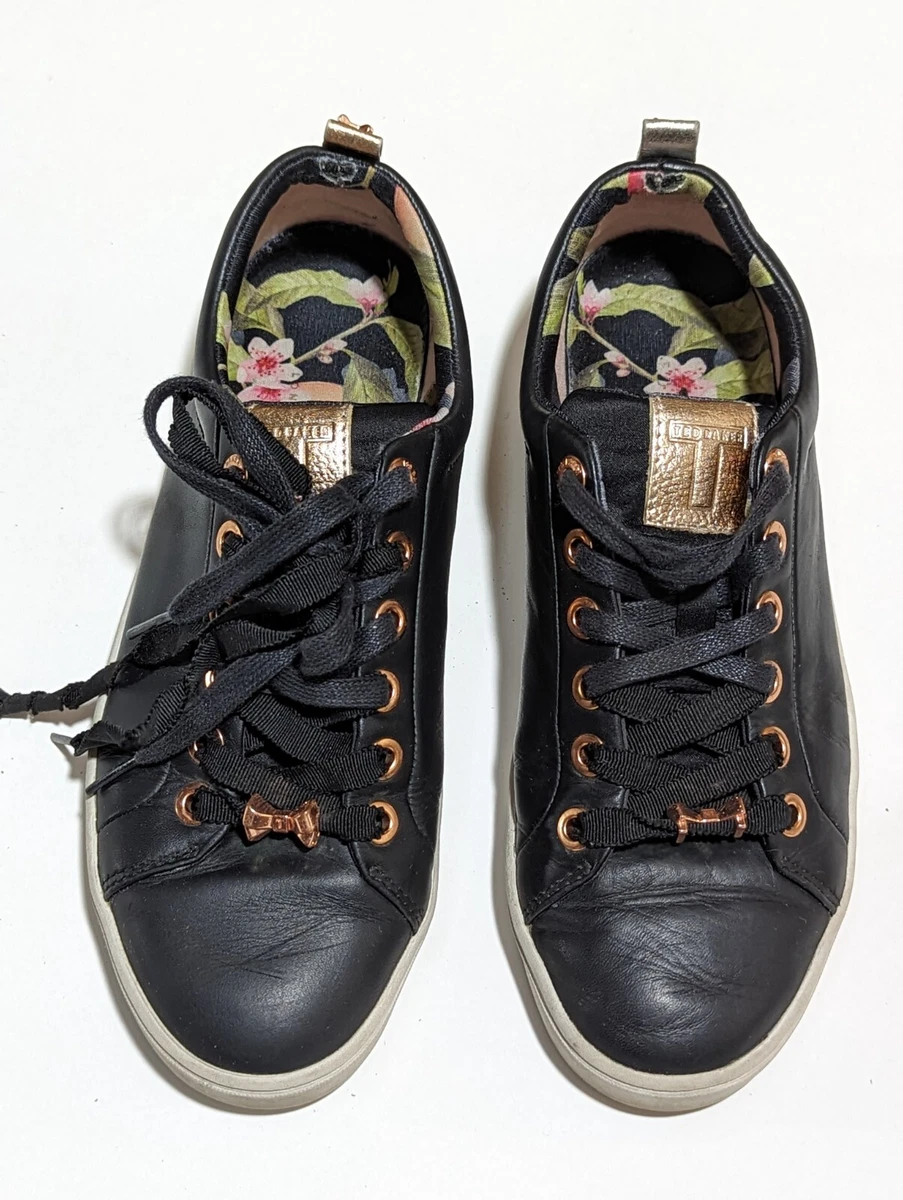 Ted Baker Kellei Leather Shoes Womens Size 7.5 Floral Black eBay
