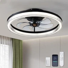 LUDOMIDE Ceiling Fans with Lights, 20" Low Profile Ceiling Fan with Light Remote