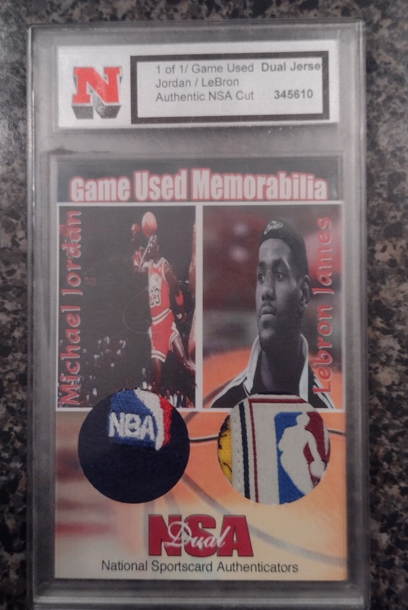 Michael Jordan Lebron James authentic NSA Cut 1/1 Dual Game Used