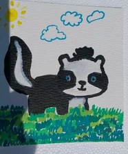 Skunk IMPRESSIONISM ORIGINAL PAINTING 4x4 WHIMSICAL Animals GAT Paintings