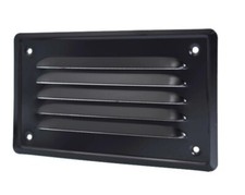 Black Air Vent Grille 165mm x 100mm with Fly Screen Flat Metal Ventilation Cover