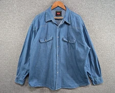 Wrangler Hero Vintage Men's Classic Blue Denim Western Pearl Snap Shirt 2XL