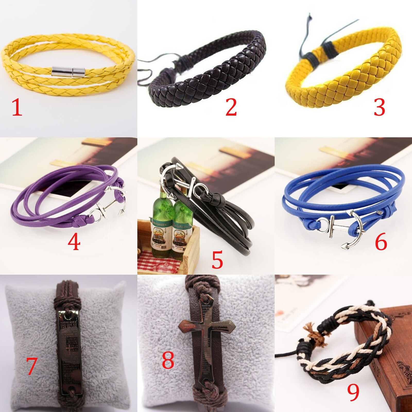 Lot de 14 bracelets mixtes en acier inoxydable et perles pour adulte