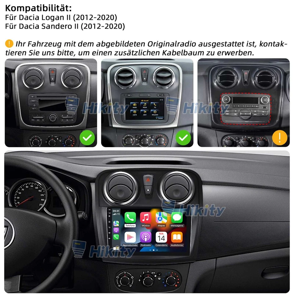 DAB+ Android Kabellos Carplay Radio Für Dacia Logan 2 Sandero 2 GPS Navi WIFI BT - Bild 2 von 4