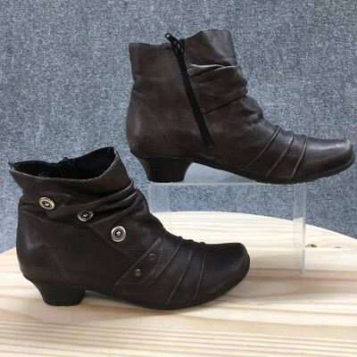 Remonte Dorndorf Boots Womens 38 Ankle Bootie Slouch Brown Side Zip Casual Block