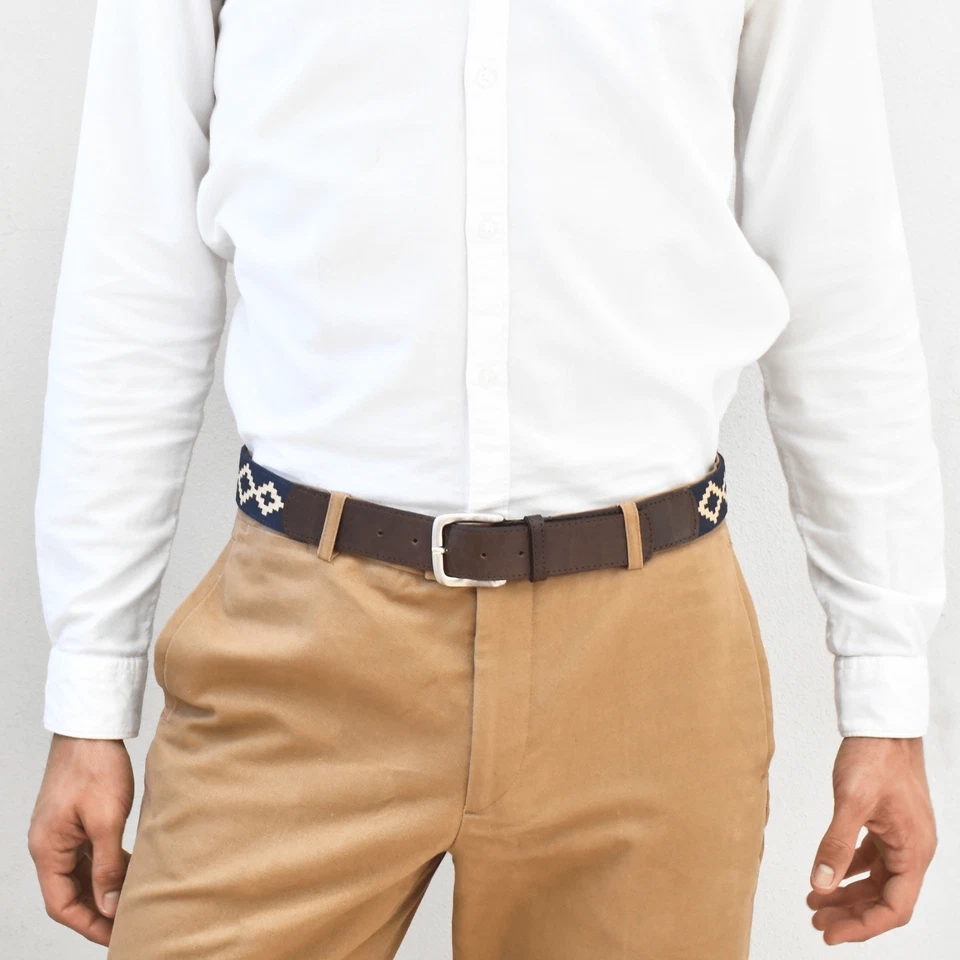 Cinturón Polo Tejido Hecho a Mano Ligero Cuero Curtido Vegetales Cinturón Polo Unisex Foto 2 de 4