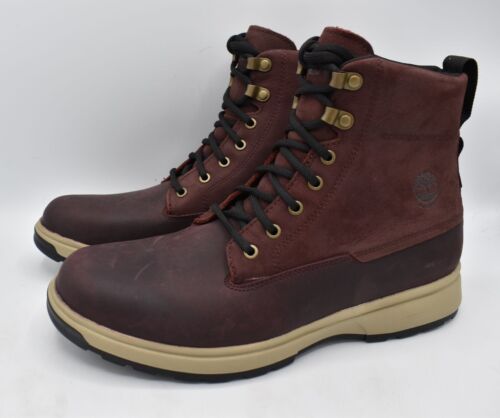 Timberland Mens Size 8 Atwells Ave Waterproof Full Grain Leather Burgundy Boots