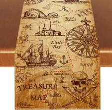 Linen Pirate Party Table Runner Runner,13" x 72"