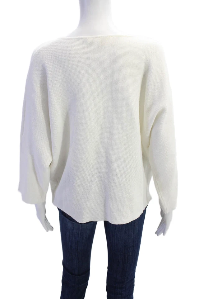Suéter Top Suéter Blanco Cyrus Para Mujer Tejido Cuello en V Manga Larga Talla XL Foto 3 de 4