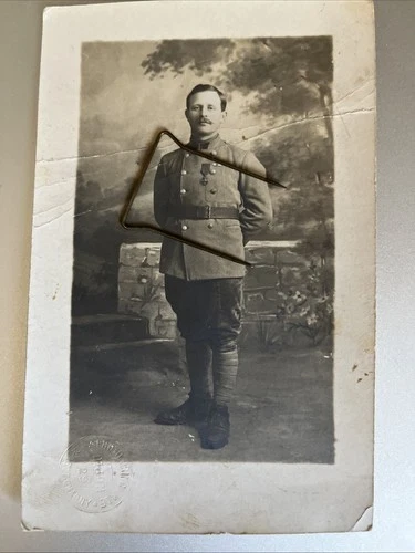 France Photo CP 1914 1918 Colonial Croix De Guerre Paletot