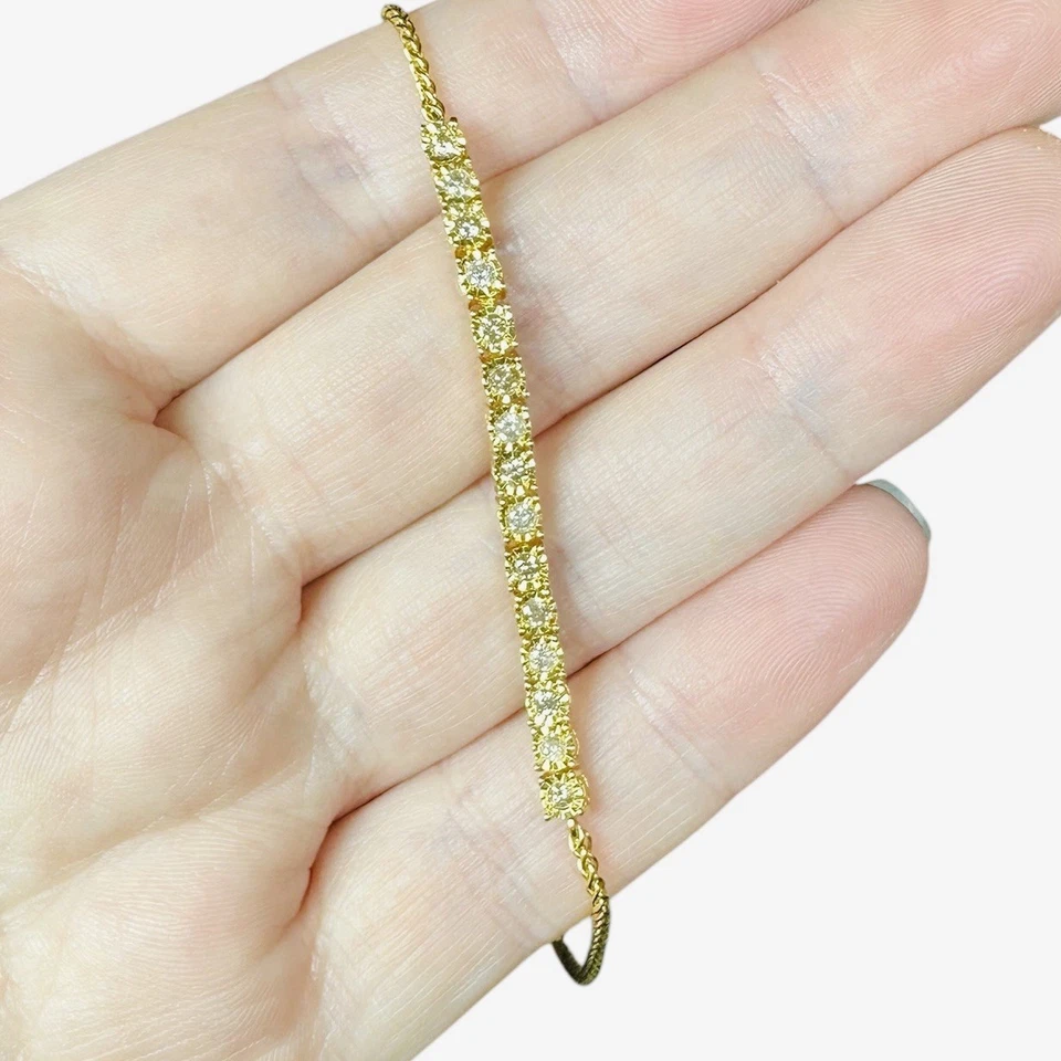 Теннисный регулируемый браслет из золота 925 пробы с настоящими бриллиантами - Изображение 2 из 4