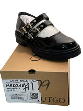 Coutgo Glossy Black Platform Mary Jane Shoes 2 Strap Chunky Heel Women's Size7.5