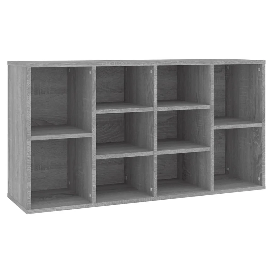 Shoe Bench Grey Sonoma Engineered Wood 103x30x54.5 cm Storage Seat 10-Shelf Home - Image 2 of 4