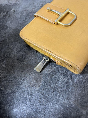 Celine Bifold Wallet Vintage Yellow Leather Vintage Luxury