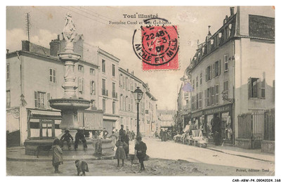 CAR-ABWP4-0372-54 - TOUL - Brunnen Curel und Rue Gambetta