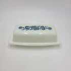 Vintage Pyrex Old Town Dark Blue Onion Covered Butter Dish Milk Glass 72-B