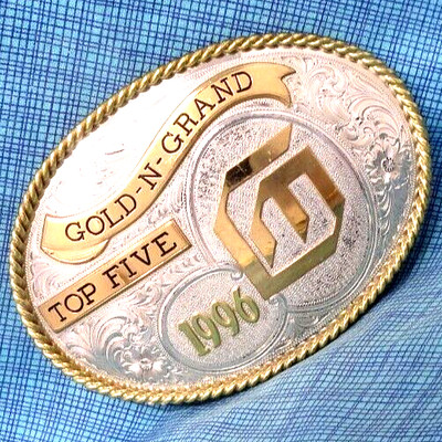 Gist Gold N Grand 1996 Top Five Trophy Belt Buckle Murieta Equestrian Vtg.QRT134