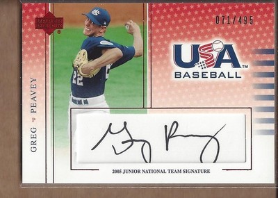 2005-06 USA Baseball Junior Nat'l Team Sig. Black #GP Greg Peavey Auto/495 BB
