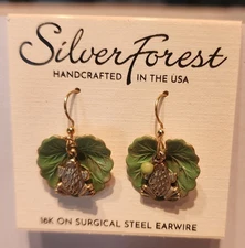 silver forest dangle earrings - FROG TIME!!!!!