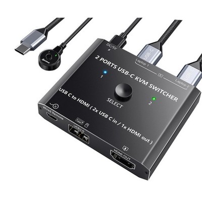 USB C KVM Switch 2 PC 1 Monitor 4K@60Hz für Laptop und Desktop Geräte