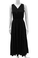 Banana Republic Women Fit & Flare Black V-Neck Dress Size 0P