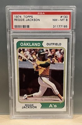 1974 Topps #130 Reggie Jackson Oakland A's HOF PSA 8 NM-MT