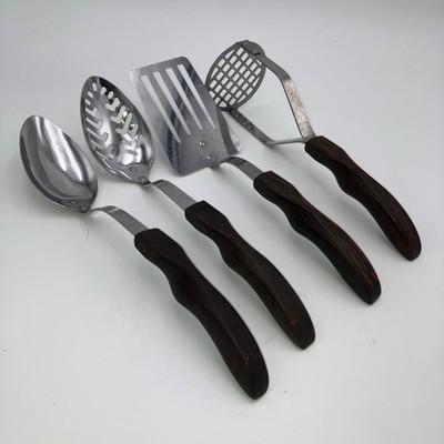 CUTCO Stainless Utensil Set Classic Swirl Brown 12, 13, 14, 16 Vintage 4-Piece