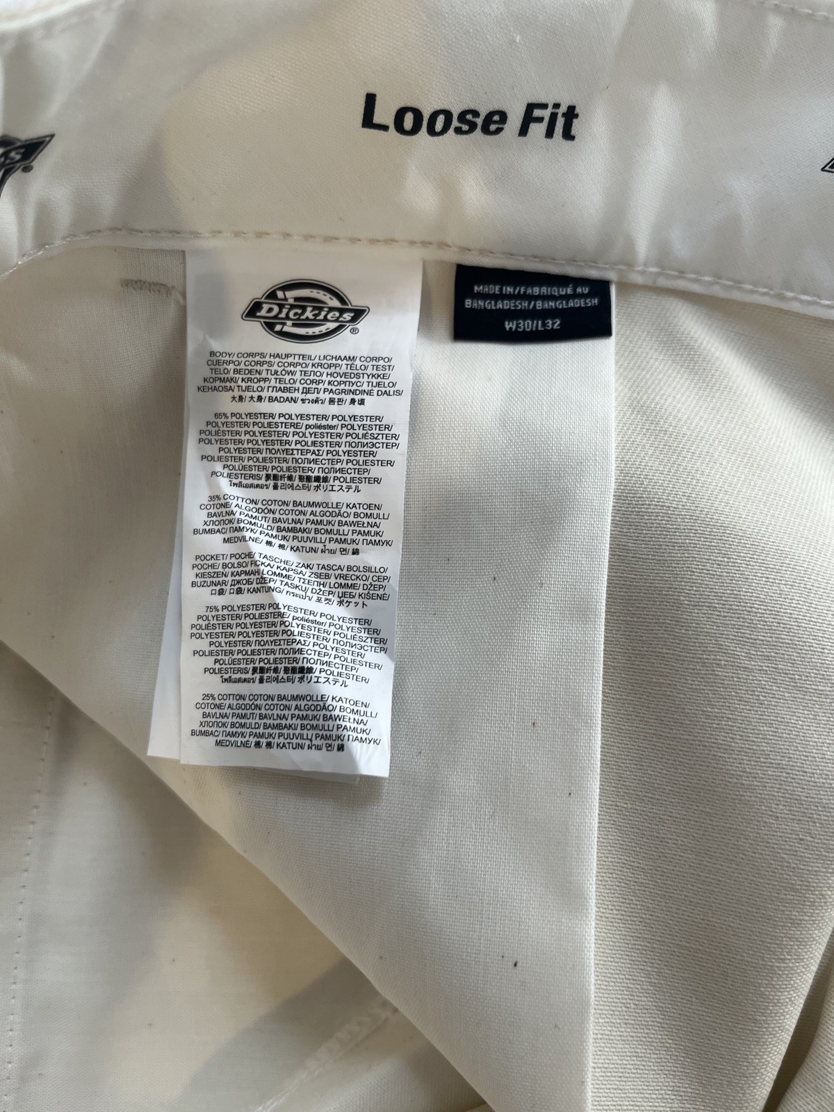 Dickies Work Pants Men's 30W 32L Off White Double Knee Loose Fit Twill RRP £70 image 4