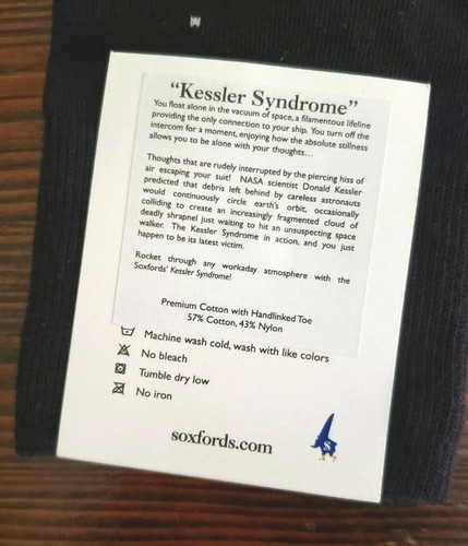 Soxfords Men's Novelty "Kessler Syndrome" Socks Men's OSFA - Picture 2 of 5