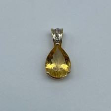 14k Gold Citrin & Diamant Anhänger 3,3g